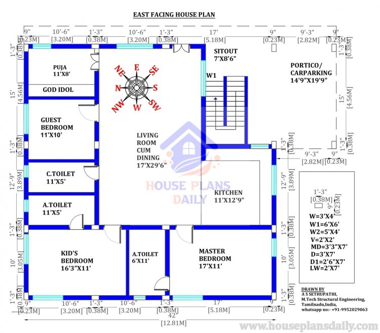East Facing House Plan As Per Vastu | Modern Elevation Design
