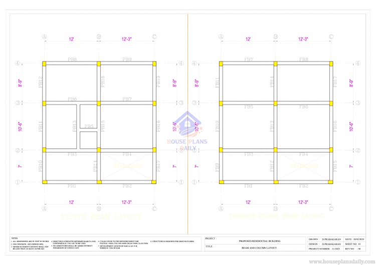 1BHK Ground Floor Plan | West Facing Single Bedroom House