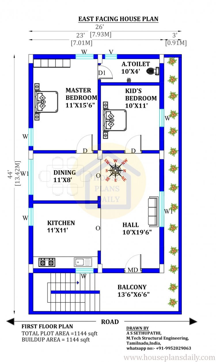 2BHK House 1BHK House North And East Facing House House Plan And 
