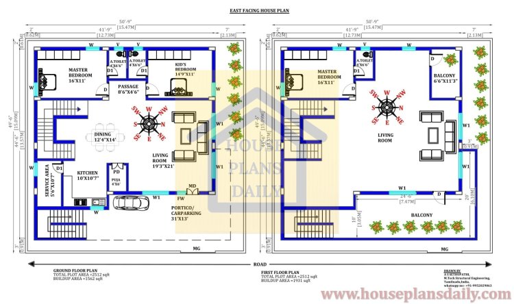 3BHK Home | Duplex Floor Plan | 2500 Sqft House