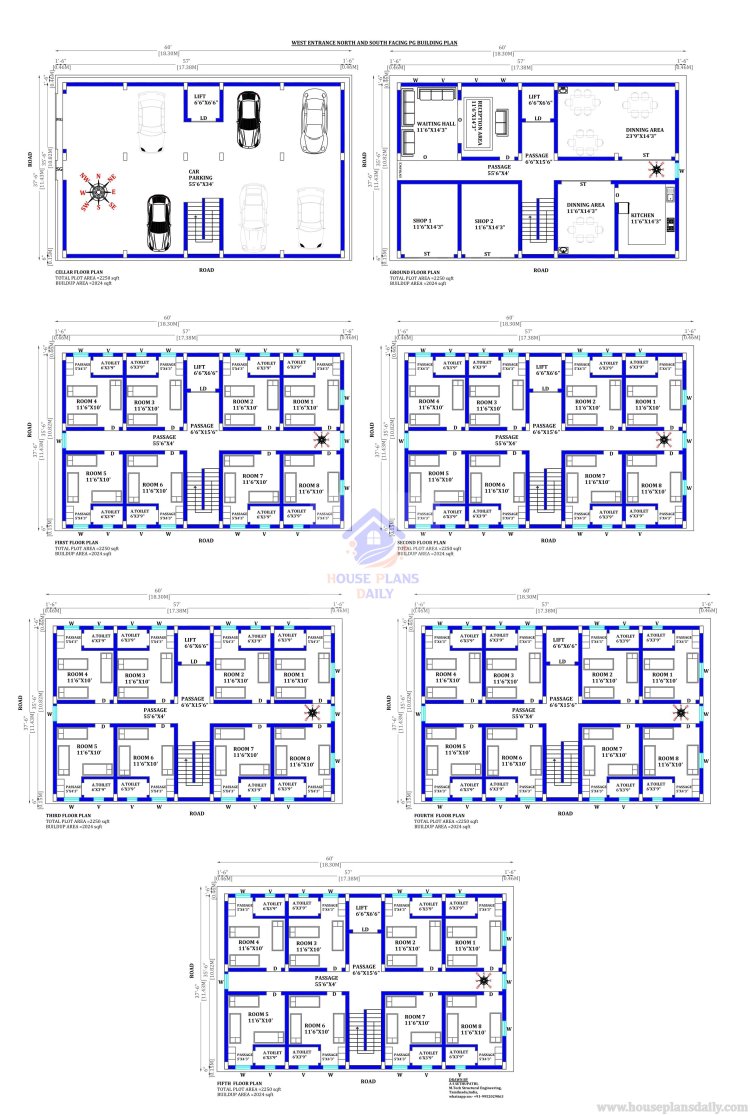 Hostel Plan | Hostel Floor Plan | Hostel Building Plan - House ...