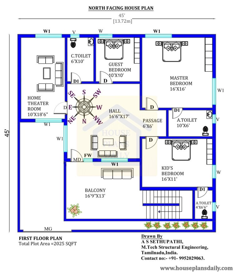 North Facing House Design As Per Vastu 2 Storey House Plan House 