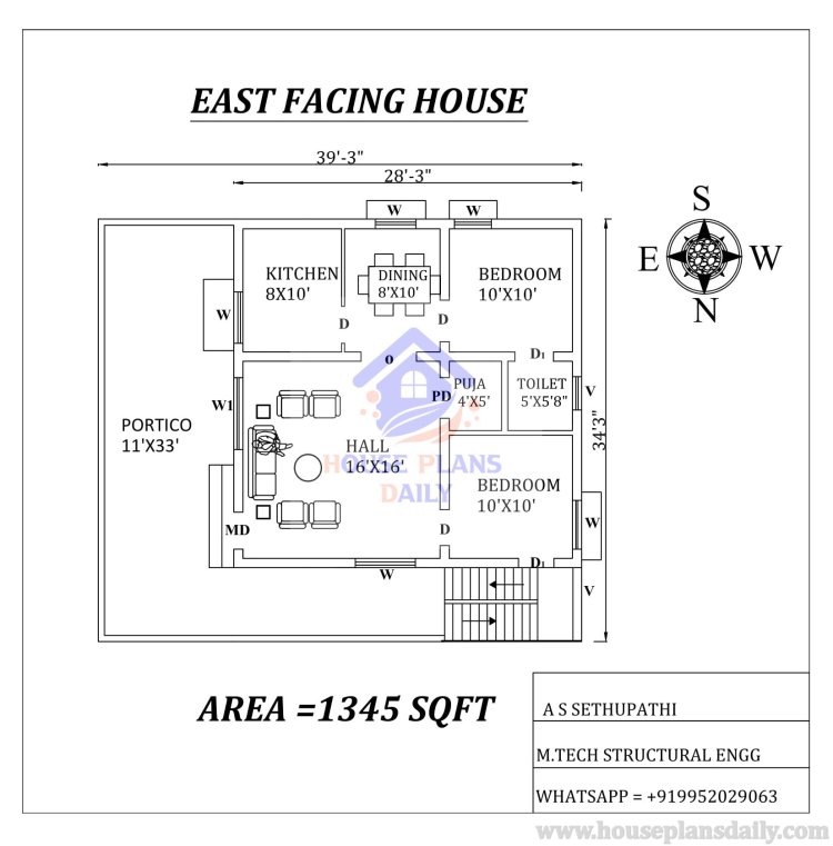 2BHK East Facing House Plans As Per Vastu Shastra Book