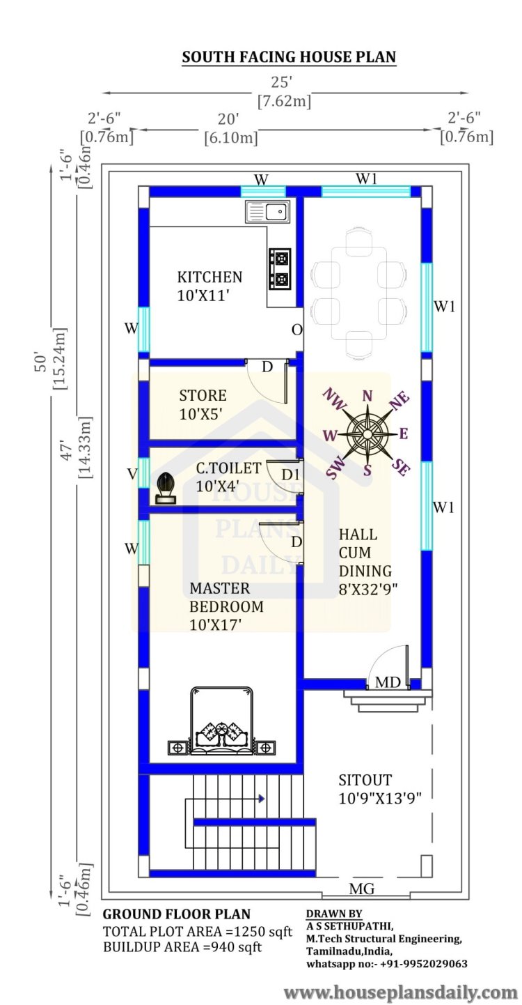 ground floor 25x50 house plan	