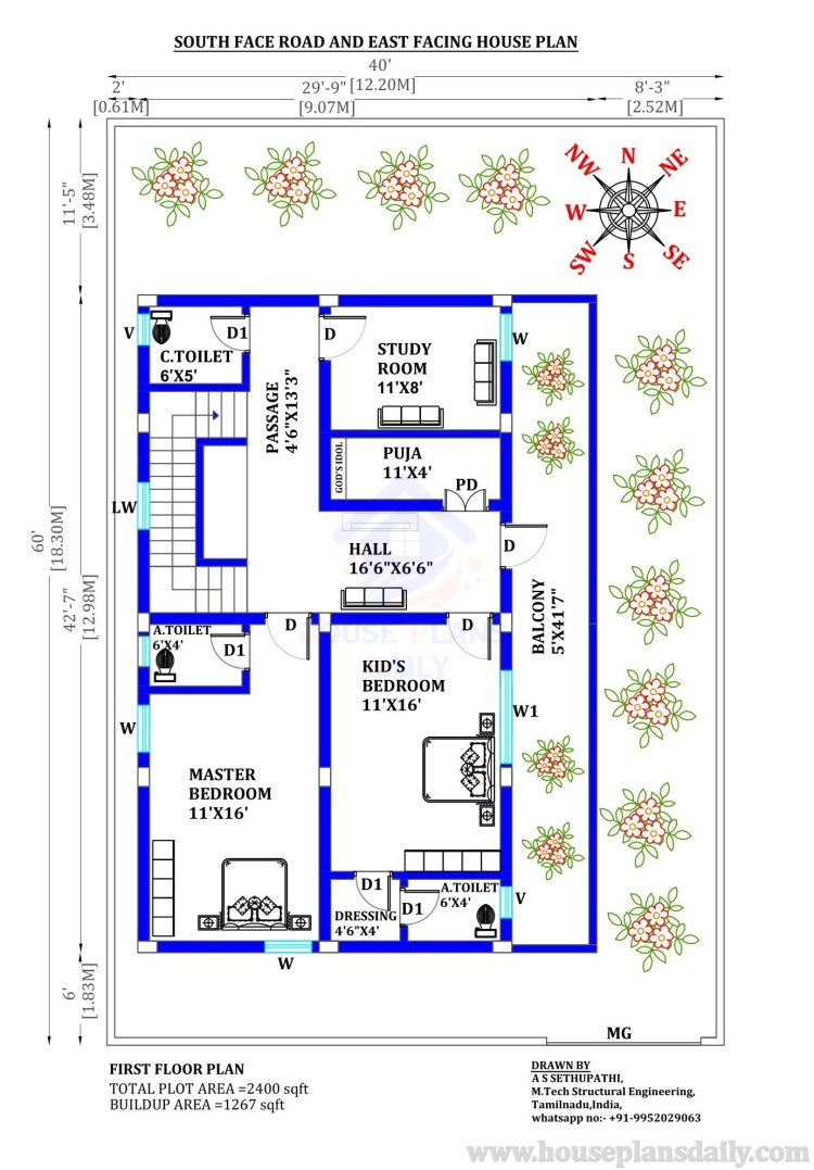 East Home | Two Story East House | 2400 Sq Ft House Plan