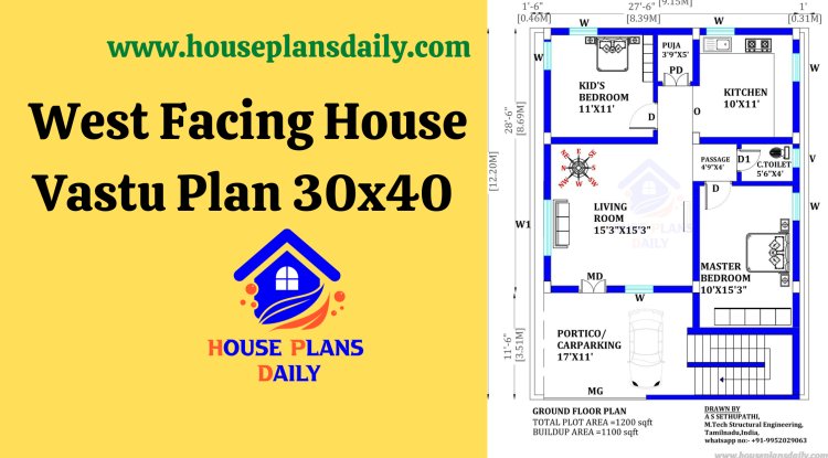 West Facing House Vastu Plan 30x40 | West Face House | Vastu Homes
