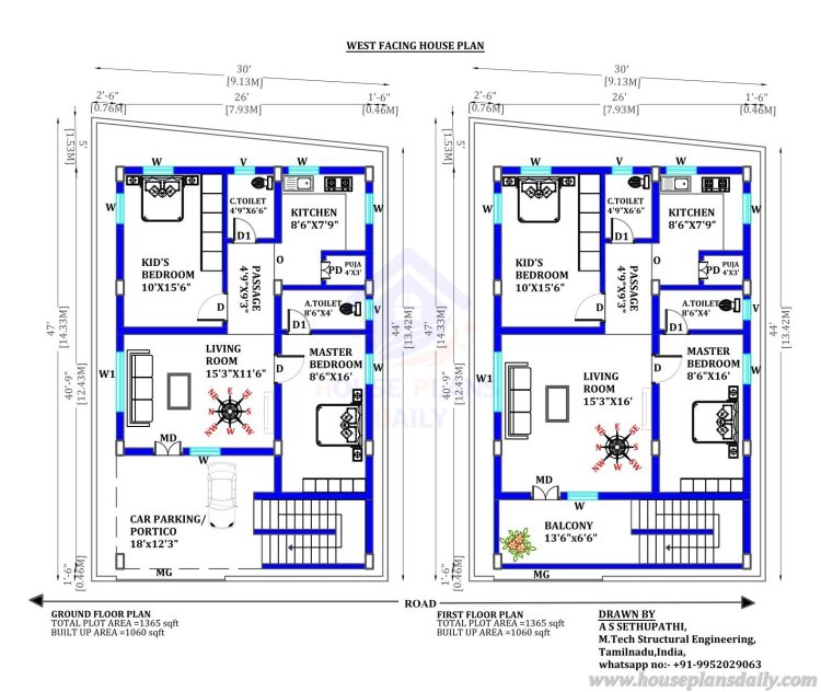 Vastu House Plan for West Facing | Ghar Ka Naksha