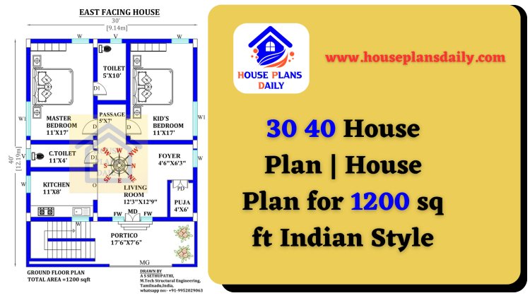 30 40 House Plan | House Plan for 1200 sq ft Indian Style