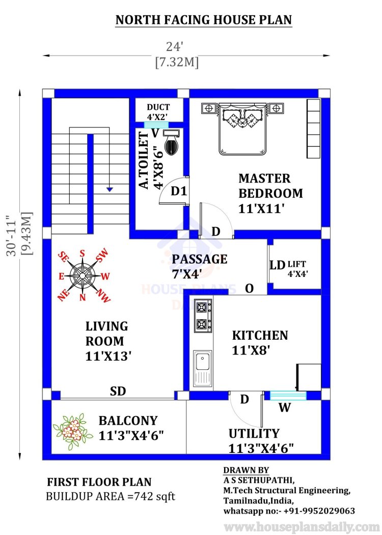 House Plans North Facing | 1bhk Home Design | G+5 Ghar Ka Naksha