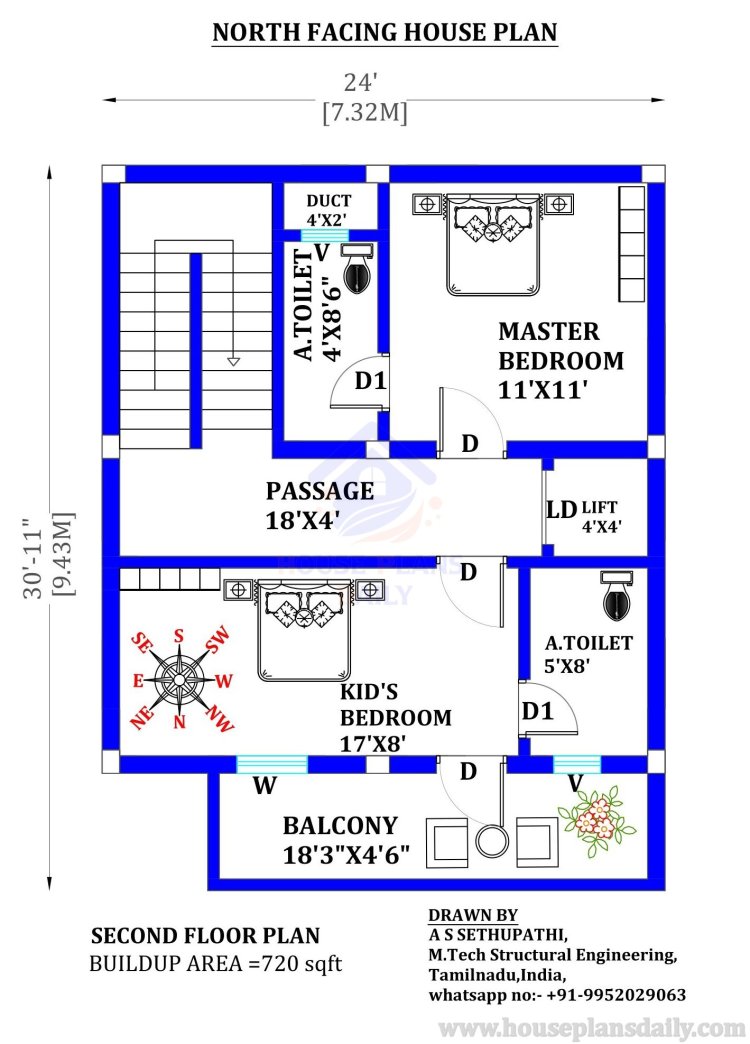 House Plans North Facing | 1bhk Home Design | G+5 Ghar Ka Naksha