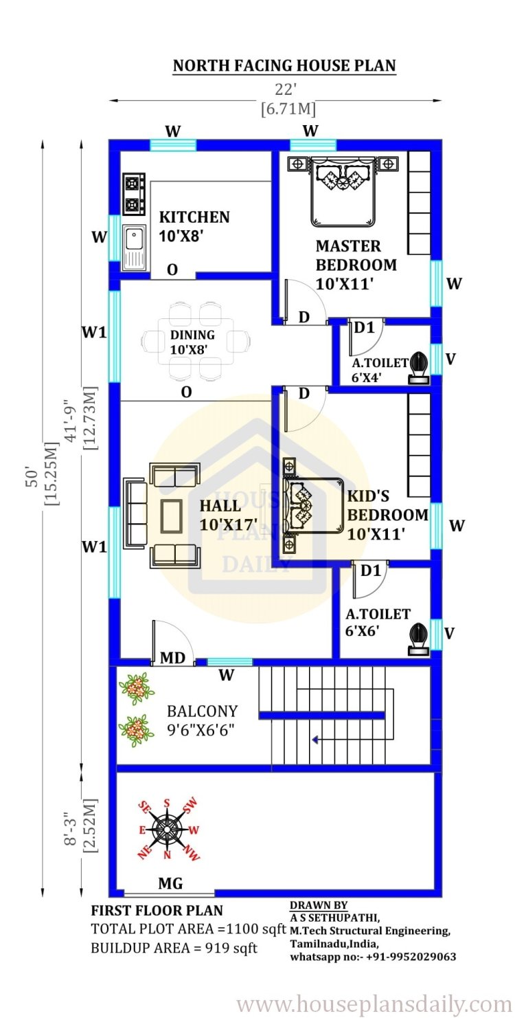 22x50 House Plan | Two Floor House | Rent House Plan