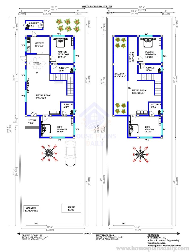 North Facing Duplex House Plans