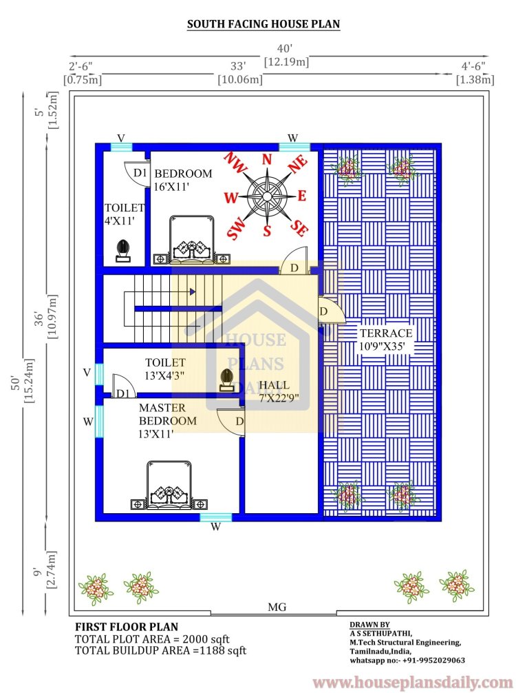 Duplex House | 2000 SQFT House Plan| 40x50 house plan