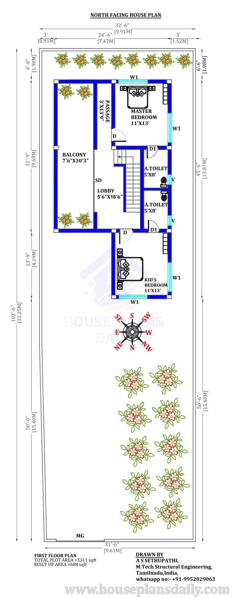 Modern House Designs | North Face Vastu House Plan