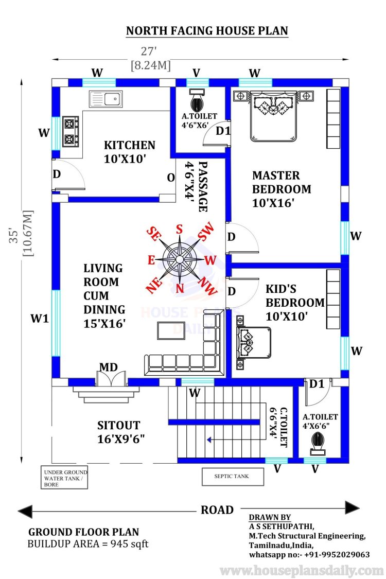 North Facing House Plans Vastu | House Design Single Floor