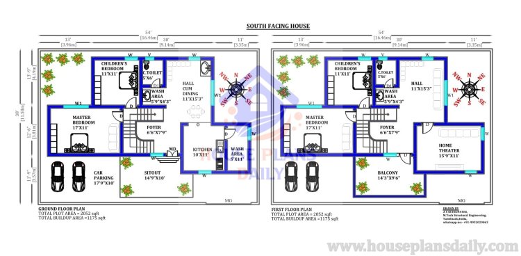 south face house plan