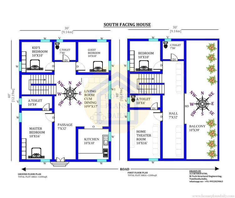 30 40 Duplex House Plan 