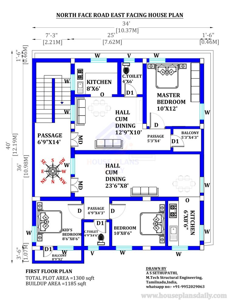 North Road East Facing House Plan