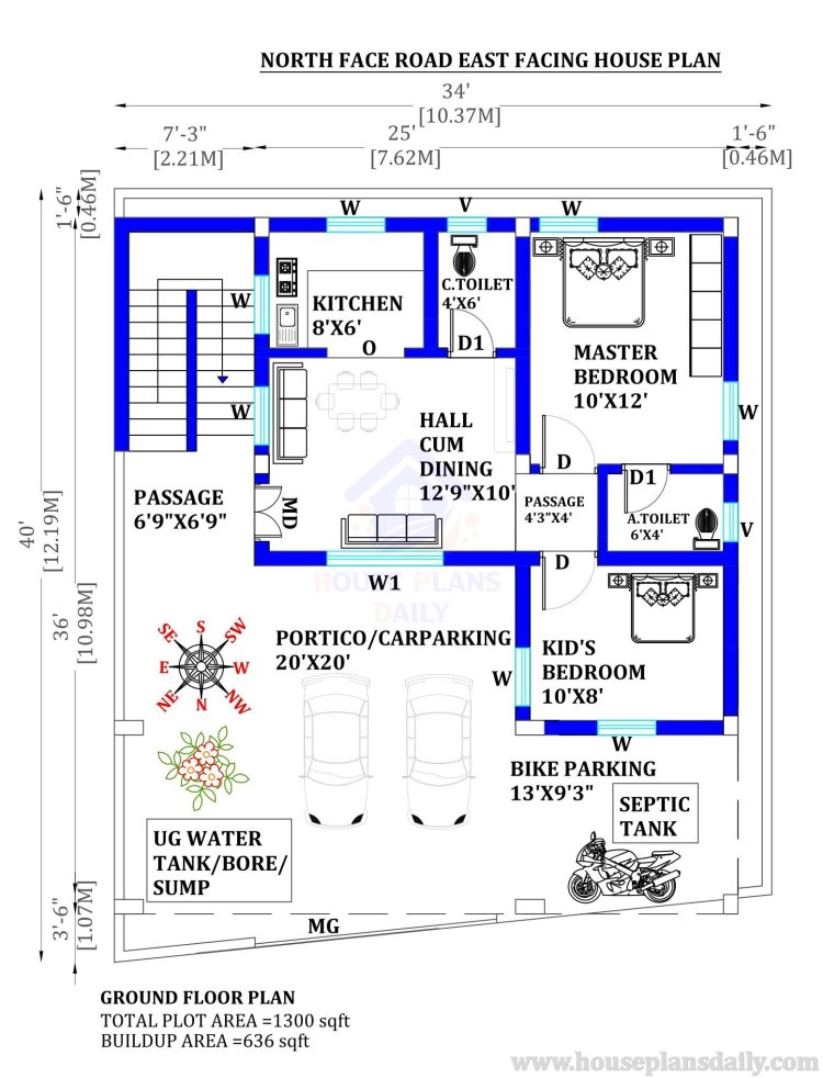 North Road East Facing House Plan