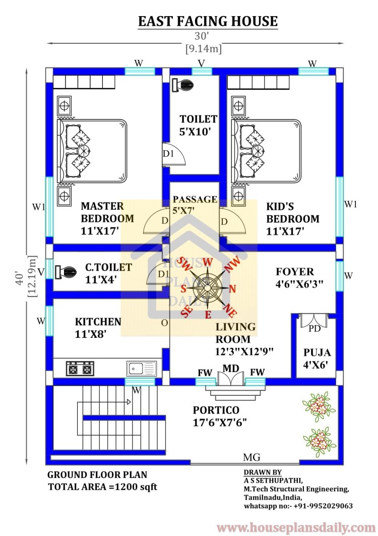 Architectural Floor Plan with Dimensions| Houseplansdaily.com