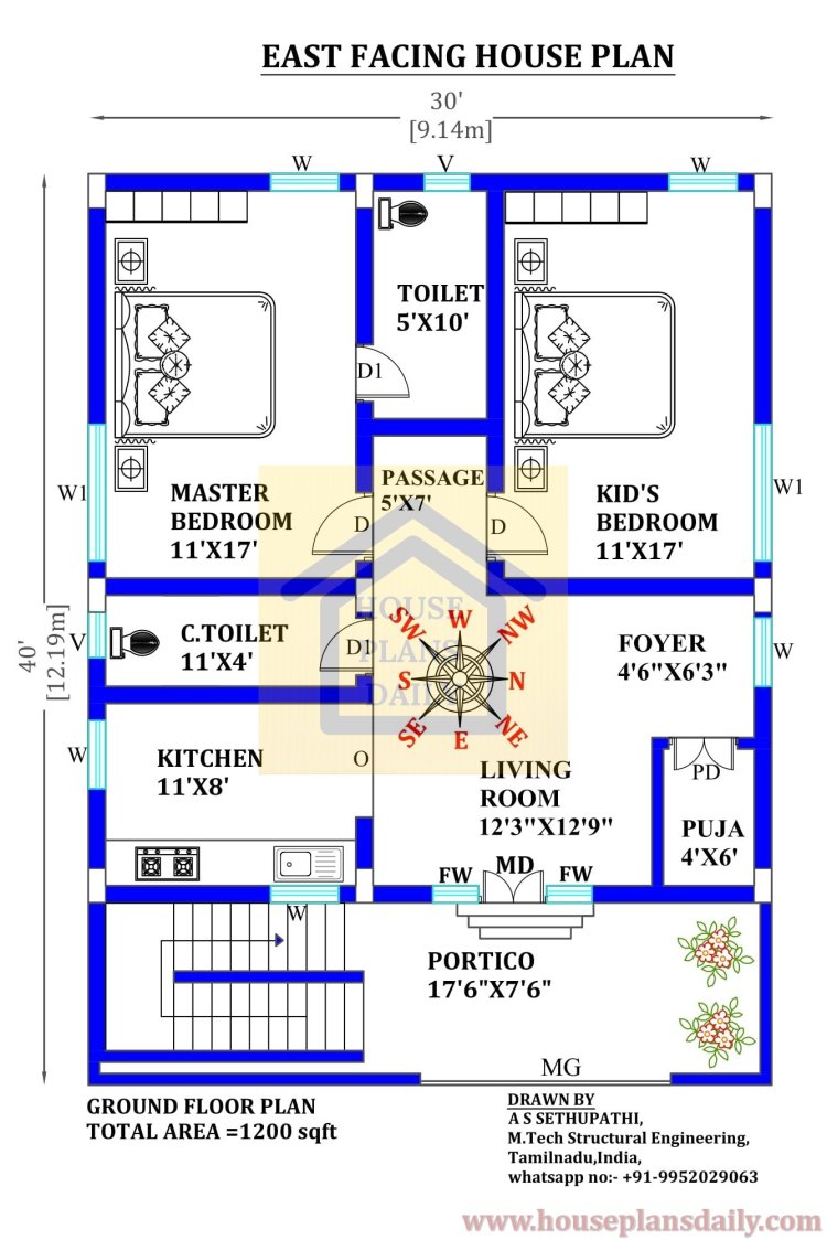 Architectural Floor Plan with Dimensions| Houseplansdaily.com