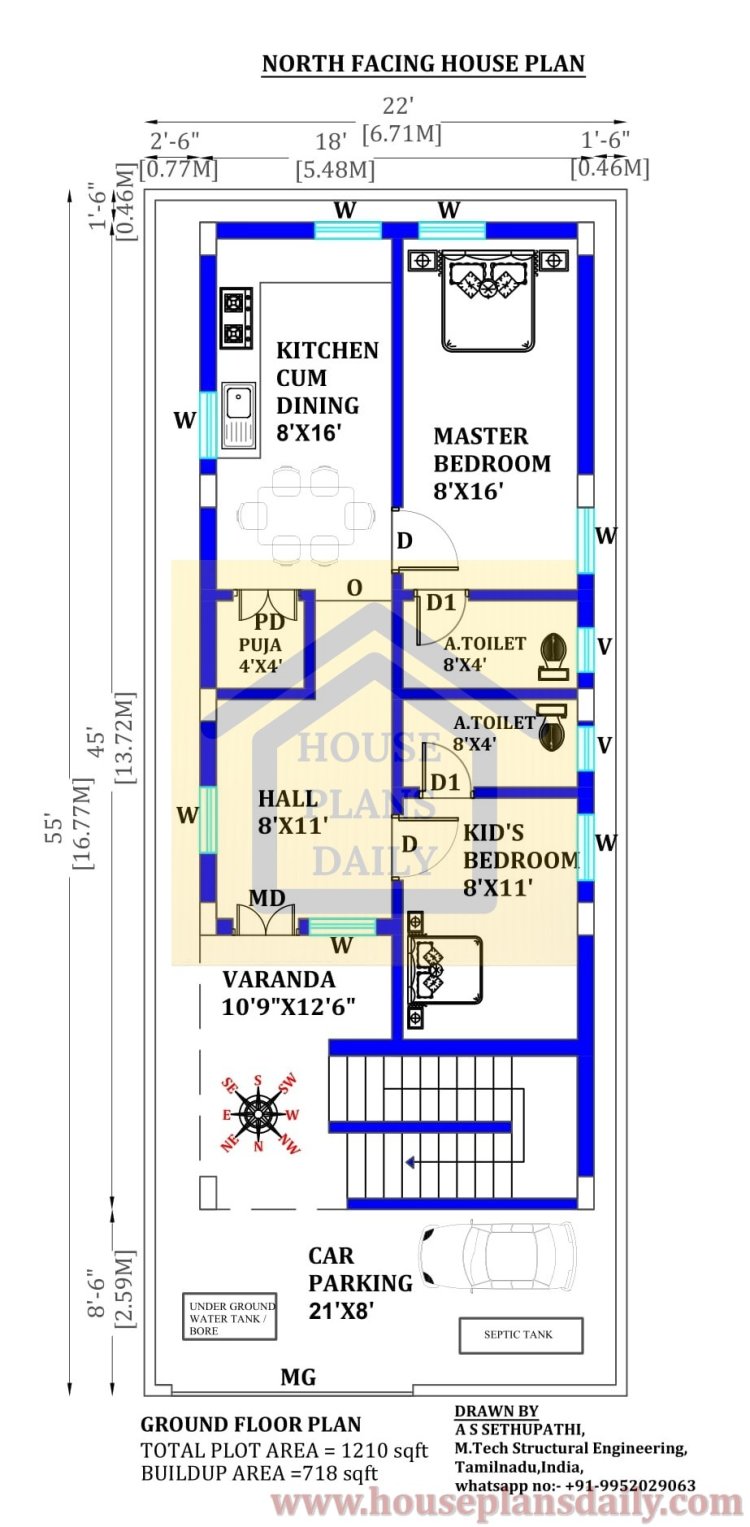 Architectural Floor Plan with Dimensions| Houseplansdaily.com