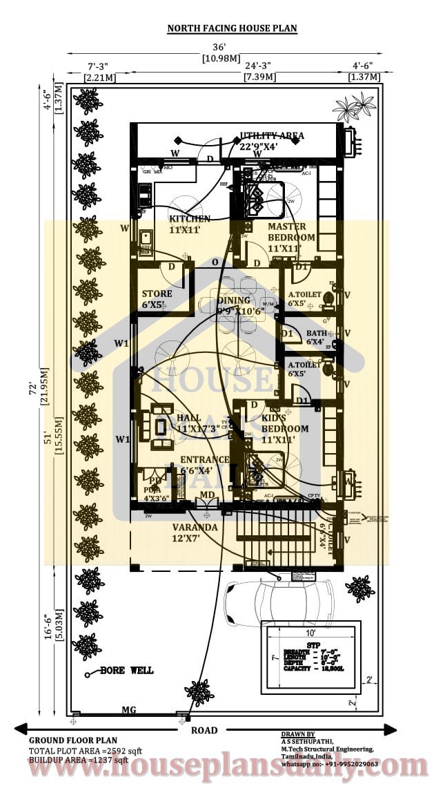 House Plan Electrical Drawing | House Plan PDF | 2500 sq ft House Plan