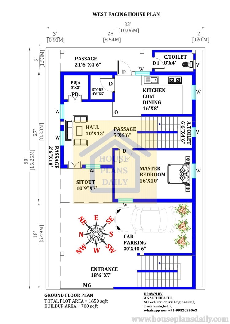 West Face House Plans | 33x50 Home In Design