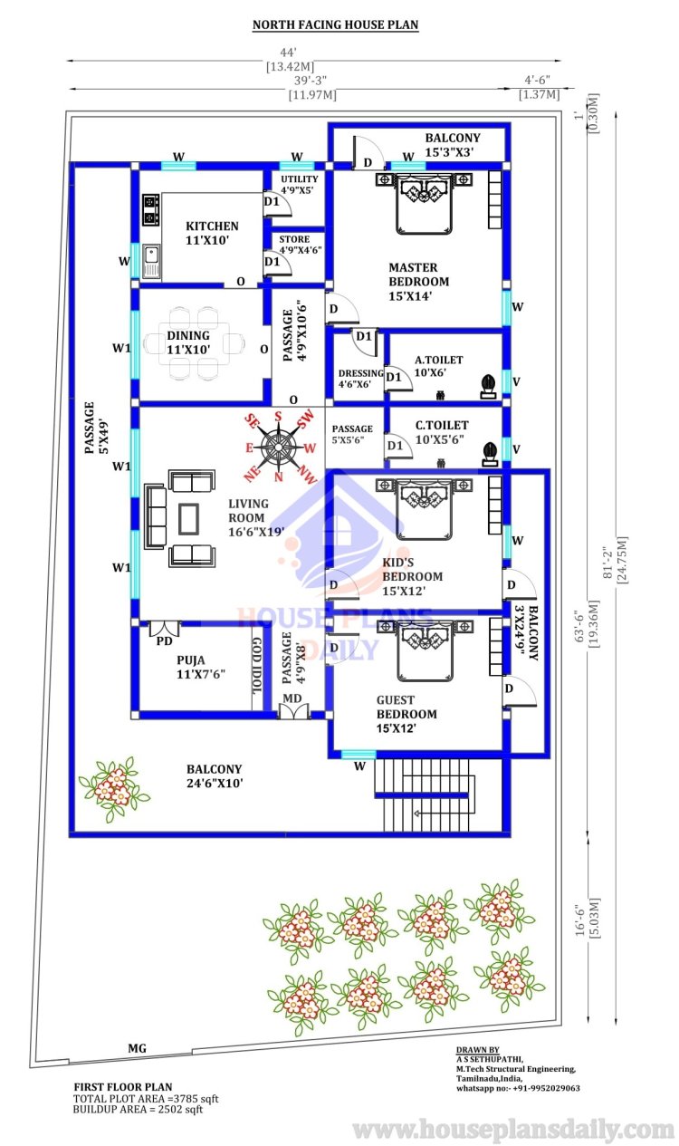 North East House | Three Story House | Rent House Plan