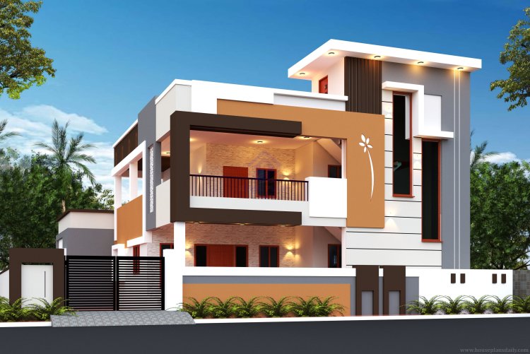 West Facing 2 storey house plan with Elevation