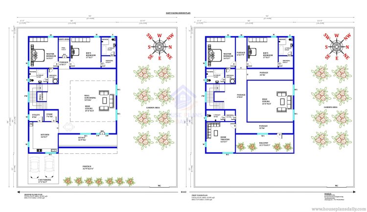 Vastu Home Plan for East Facing | High Ceiling House