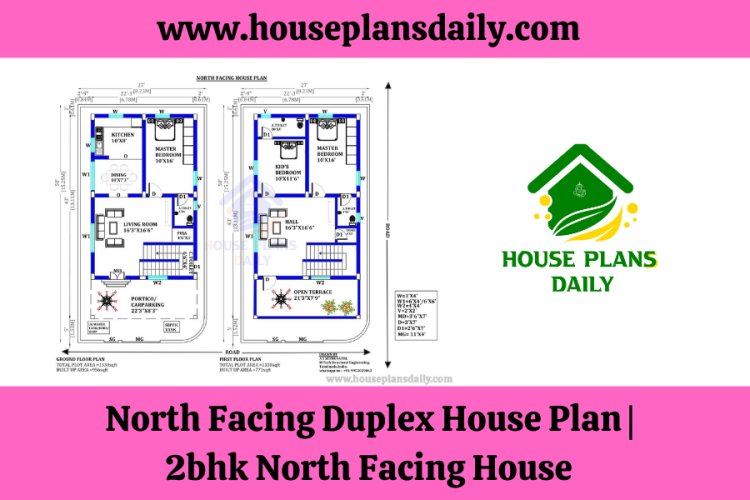 North Facing Duplex House Plan | 2bhk North Facing House