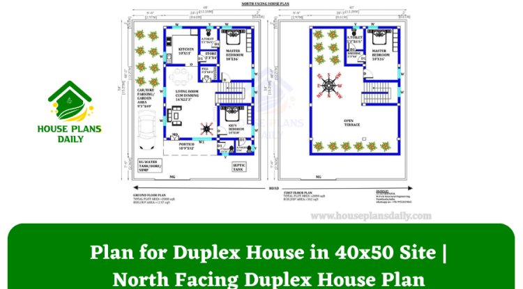 Plan for Duplex House in 40x50 Site | North Facing Duplex House Plan