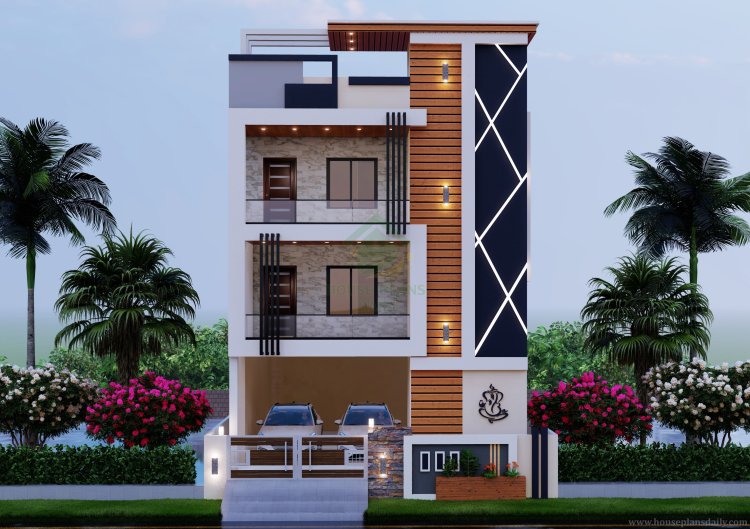 North Facing House Plan with Car Parking | Elevation Design