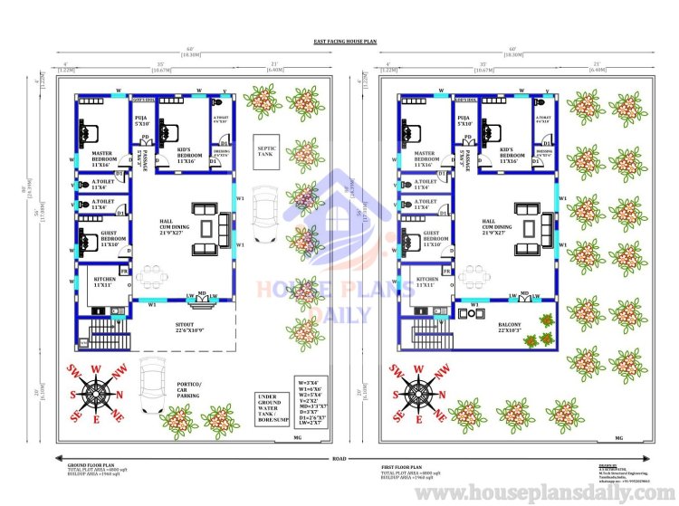 East Facing 3bhk House Vastu Plan | New Home Plan Designs