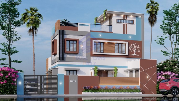 Home Design with Car Parking | North Facing Duplex House Plan