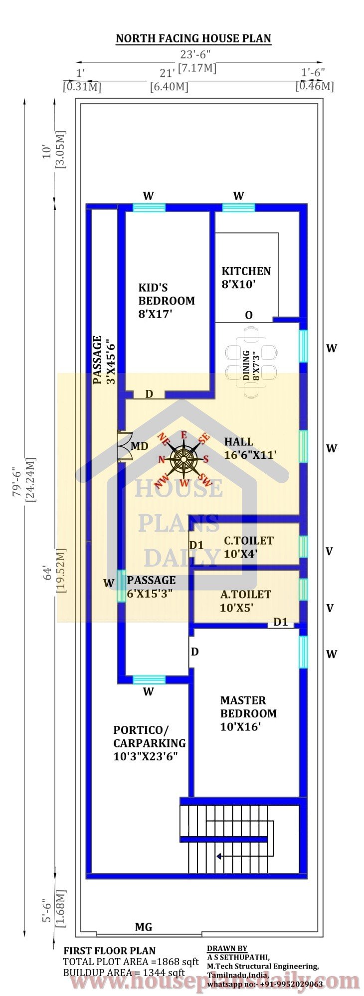 Northwest Home | 2bhk North Facing House Plan | West Home