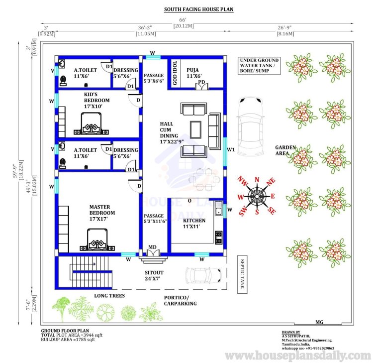 4000 Sq Ft House | South Facing House Plan | Simple Home Plan