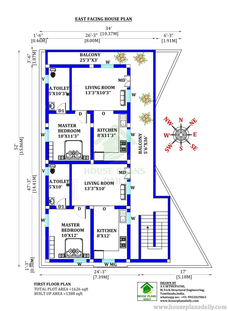 South Facing House Design | East Face House Plan | House Plans Daily