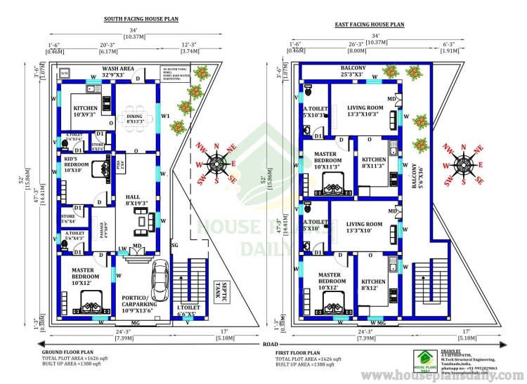 South Facing House Design | East Face House Plan | House Plans Daily