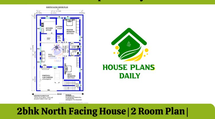 2bhk North Facing House | 2 Room Plan | 2 Bedroom House Plan