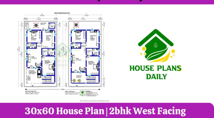 30x60 House Plan | 2bhk West Facing House Plan | House Plan with Car Parking