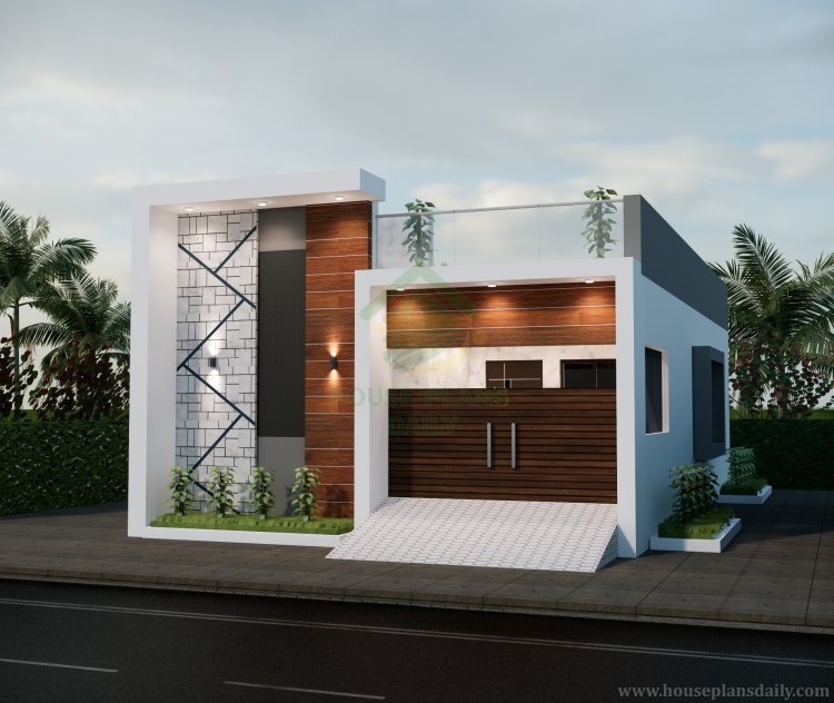 Simple Home Elevation Design in Village Single Floor | East Facing House