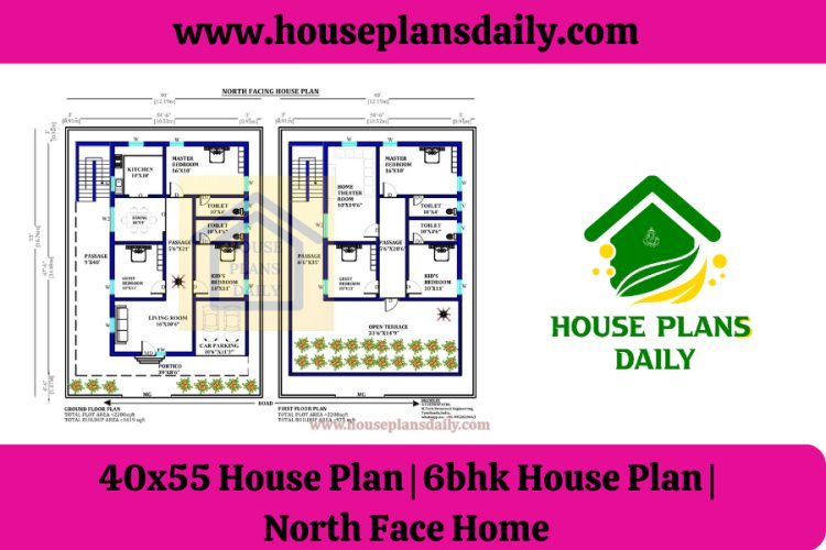 40x55 House Plan | 6bhk House Plan | North Face Home