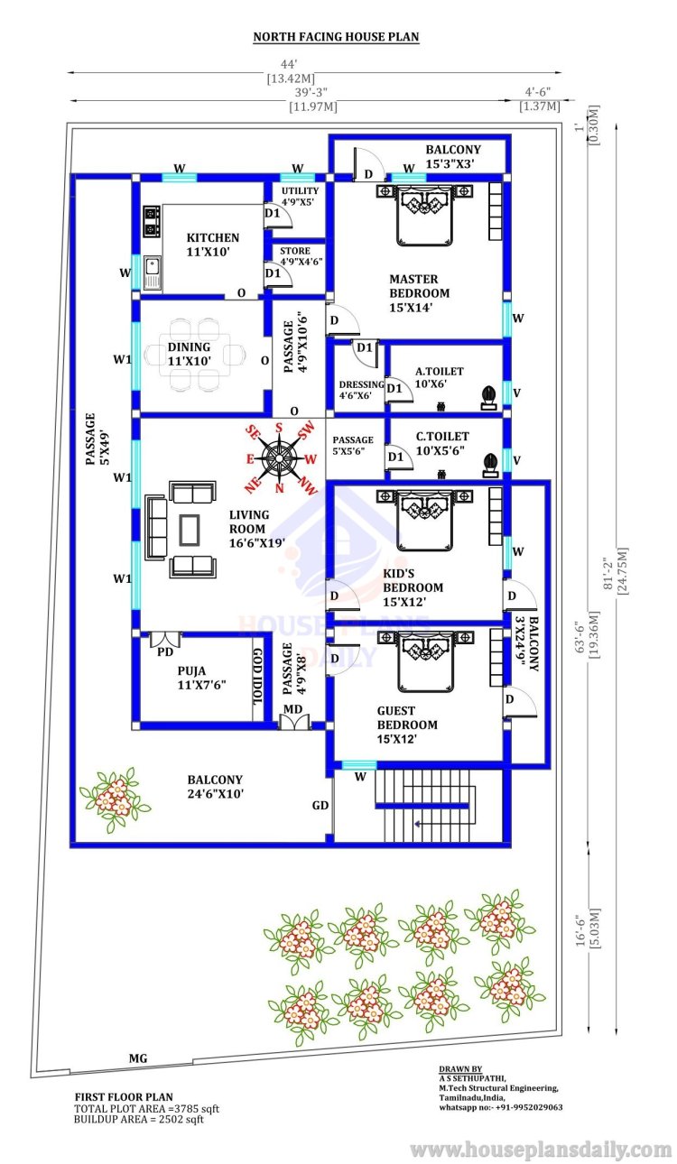 1800 Sqft House Plan | Northeast House