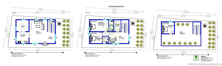 1500 Sqft House Plan | Duplex House Plan | 3 Bedroom Villa Plan