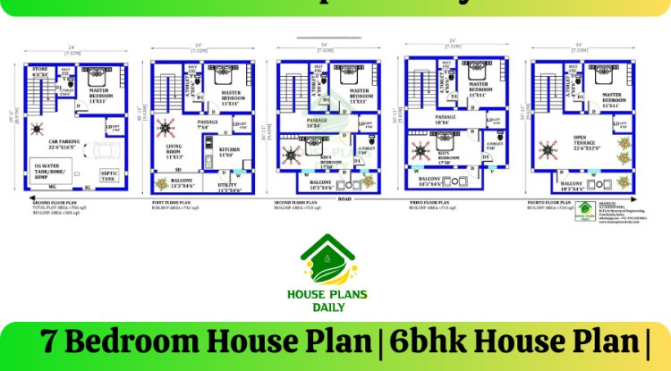 7 Bedroom House Plan | 6bhk House Plan | 5 Story House Plan