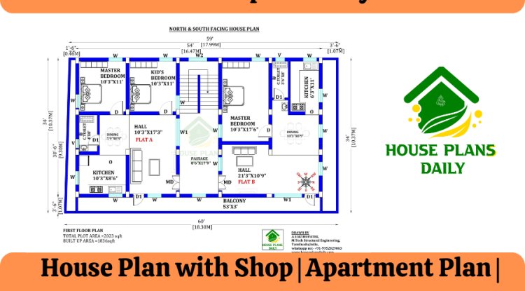 House Plan with Shop | Apartment Plan | Flat Floor Plan