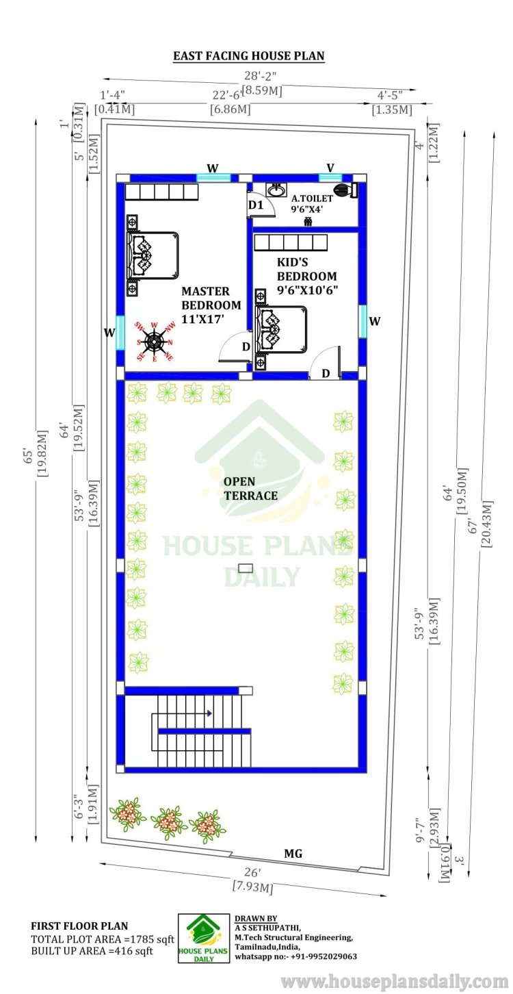 Car Parking House Design | 2 bhk House Plans with Vastu East Facing