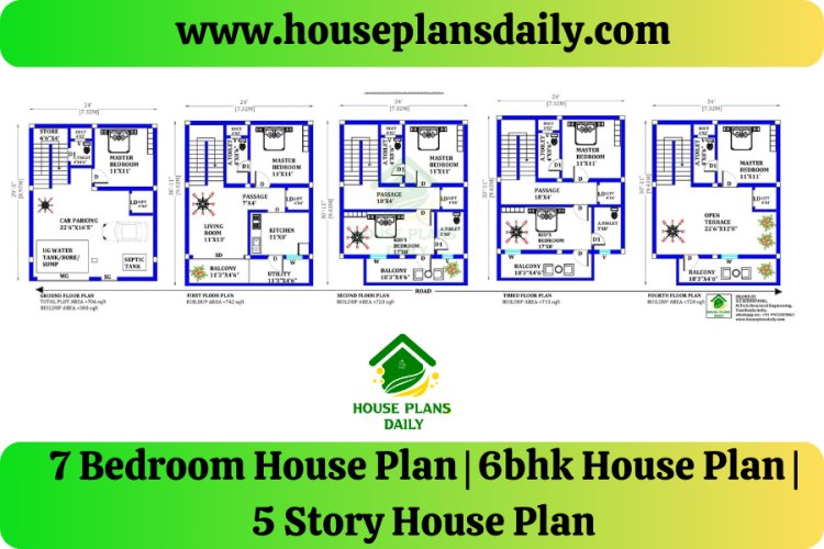 7 Bedroom House Plan | 6bhk House Plan | 5 Story House Plan